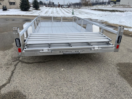 New 2026 Black Rhino LSS714A-5K Aluminum 5K GVWR 81"x14' w/ Brakes & Bi-Fold Gate (ATV / UTV / Side by Side) Utility Trailer