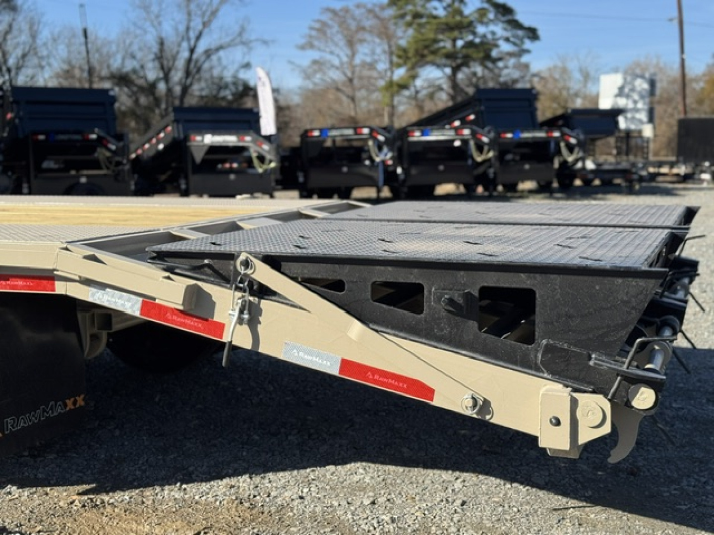 New 2026 RawMaxx FDX 102X25 12K HYD. DISC BRAKE/ MAXX RAMPS/ 14PLY TIRES 24K GVWR GOOSENECK Flatbed Trailer