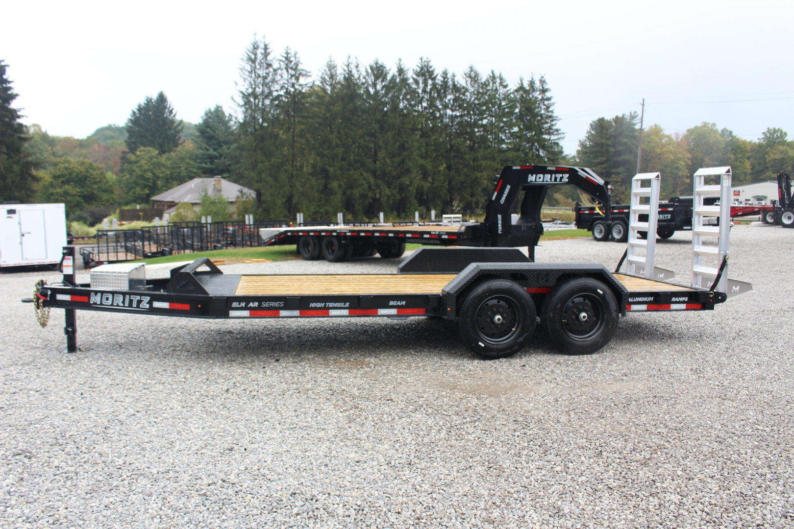 New 2026 Moritz 7' x 18' Low Pro - Aluminum Ramps - Equipment Trailer - 16000# GVW