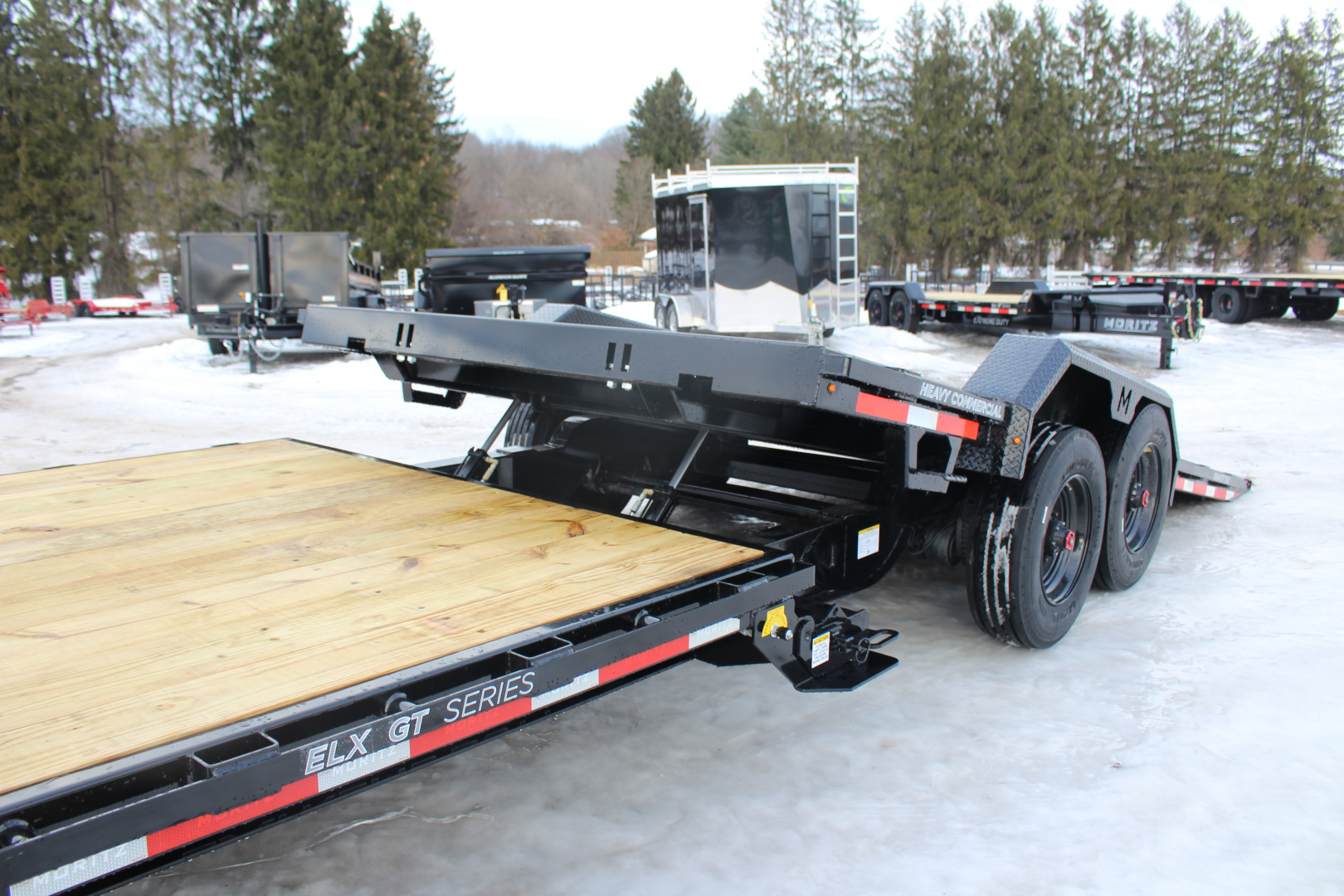 New 2026 Moritz 7' x 16' + 6' Low Pro - Gravity Tilt - Equipment Trailer - 25900# GVW
