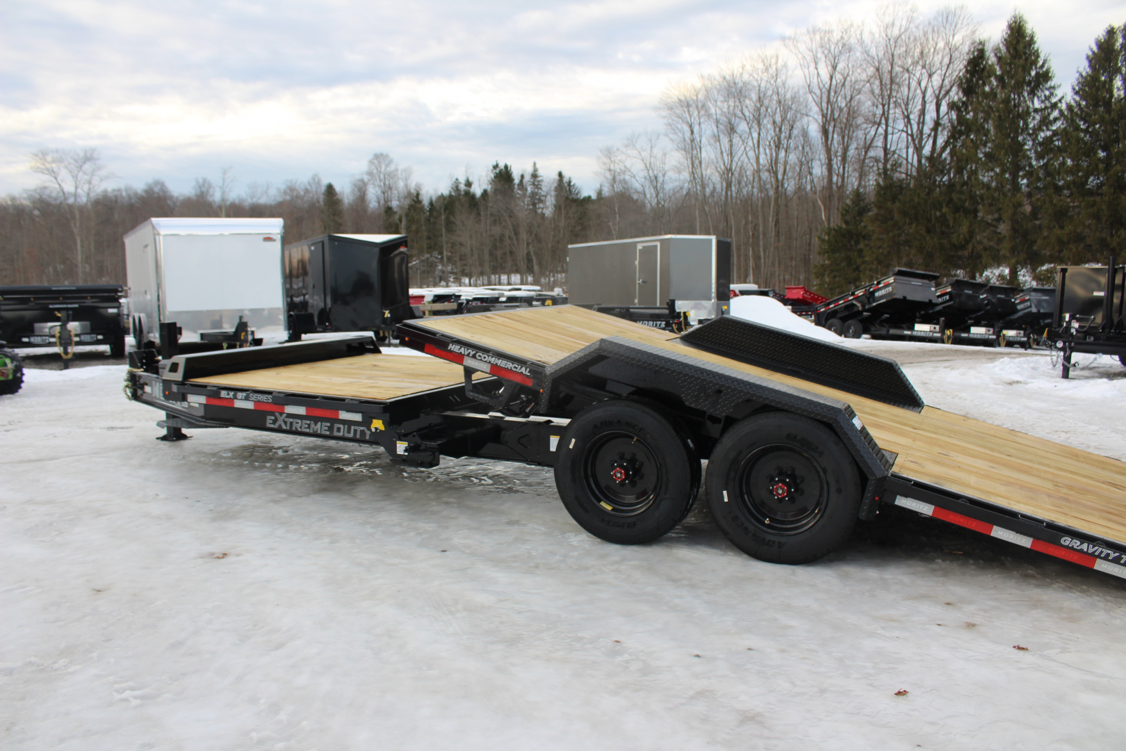 New 2026 Moritz 7' x 16' + 6' Low Pro - Gravity Tilt - Equipment Trailer - 25900# GVW