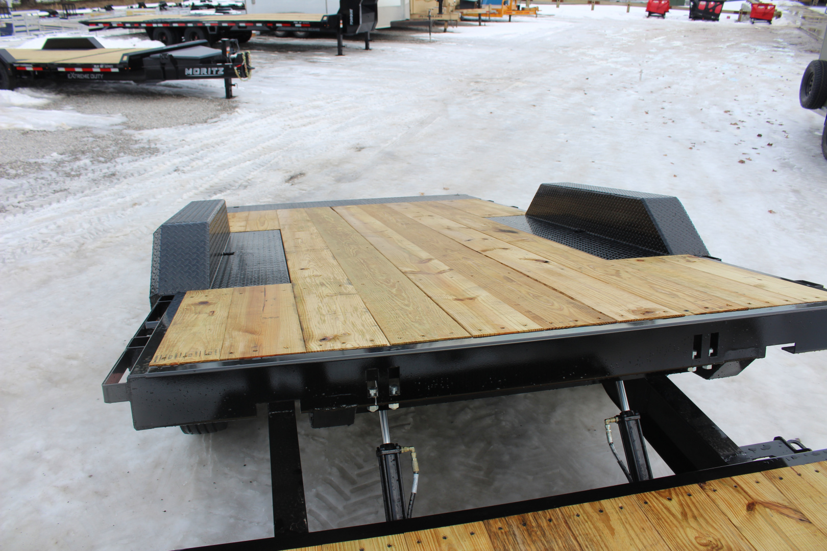 New 2026 Moritz 7' x 16' + 6' Low Pro - Gravity Tilt - Equipment Trailer - 25900# GVW