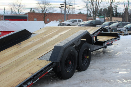 New 2026 Moritz 7' x 16' + 6' Low Pro - Gravity Tilt - Equipment Trailer - 25900# GVW