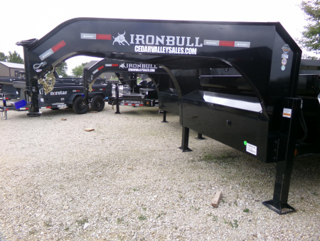 New 2026 Iron Bull 83 x 16 DTG Gooseneck Dump with 16K GVWR, Engineered Neck, and Hydraulic Jacks
