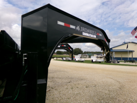 New 2026 Iron Bull 83 x 16 DTG Gooseneck Dump with 16K GVWR, Engineered Neck, and Hydraulic Jacks