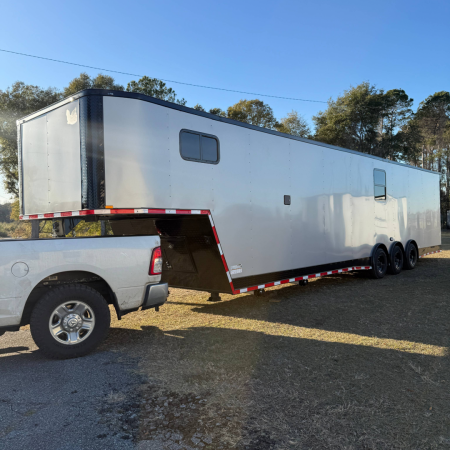 New 8.5X42TA Silver Race Ready Gooseneck Trailer