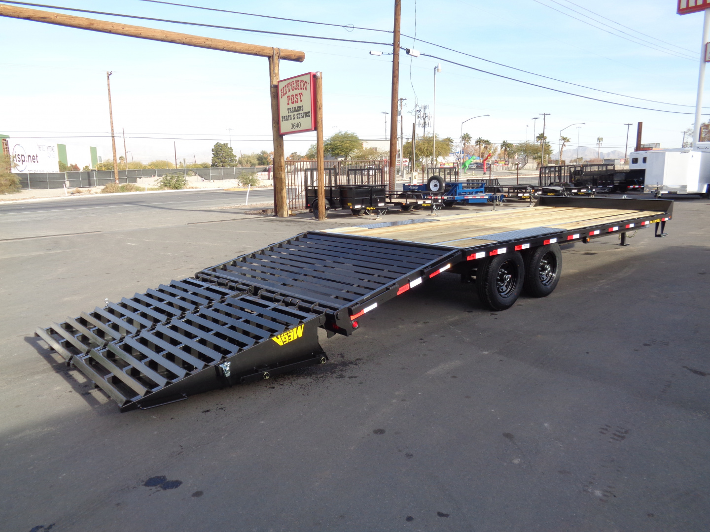 New 2026 Big Tex Trailers * 14PH-20+5MR * 25ft Single Wheel Tandem Axle Pintle Flatbed Trailer w/ Mega Ramps