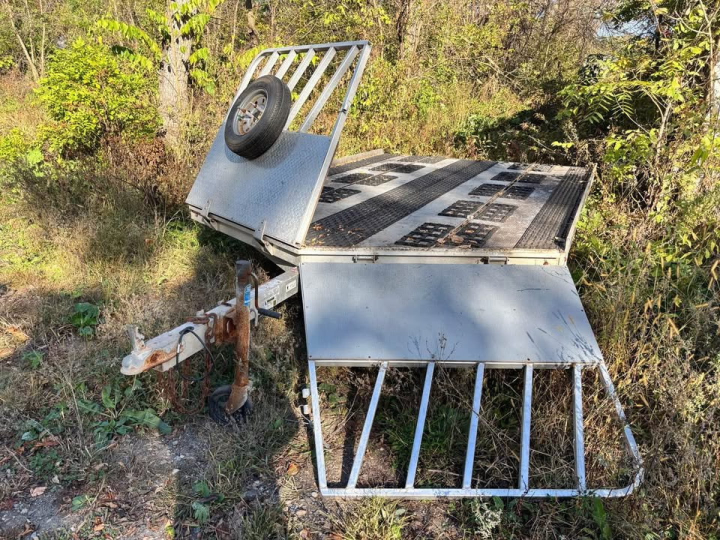 Used 2022 Aluma 8.5x12 Drive On/Off Open Snowmobile Trailer - 2 Place LOADED