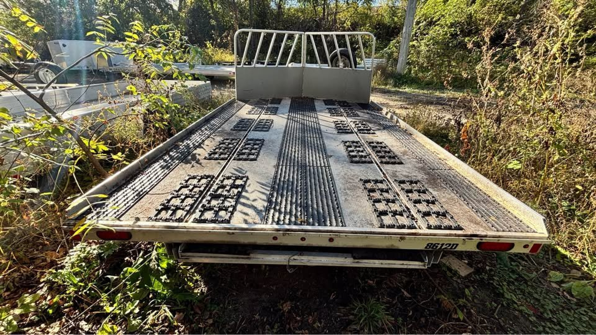 Used 2022 Aluma 8.5x12 Drive On/Off Open Snowmobile Trailer - 2 Place LOADED