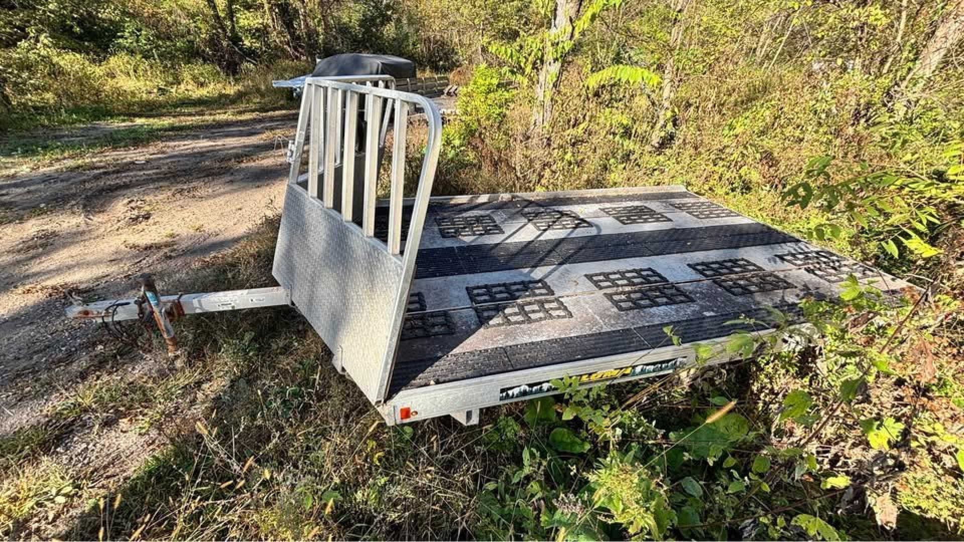 Used 2022 Aluma 8.5x12 Drive On/Off Open Snowmobile Trailer - 2 Place LOADED