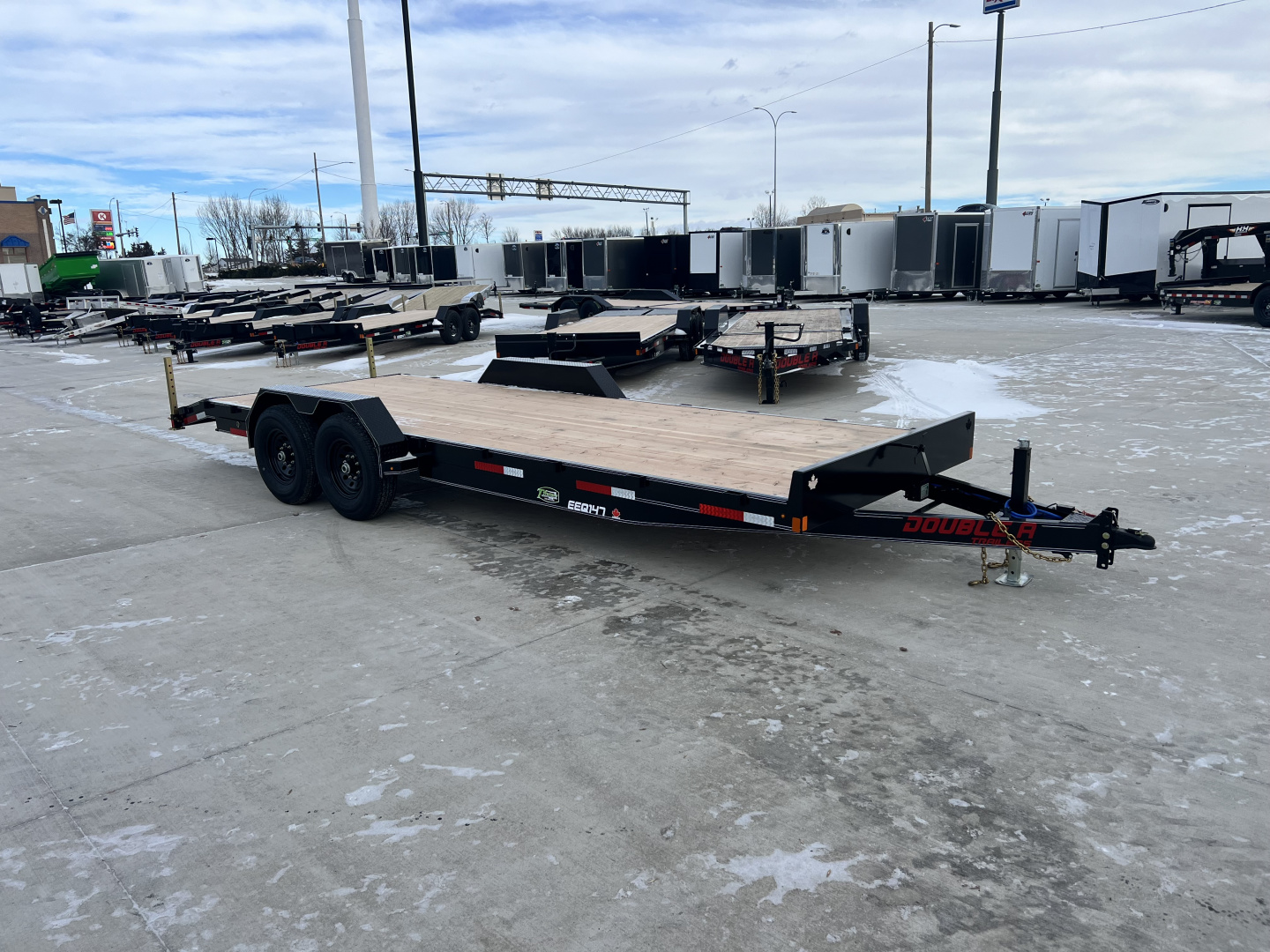 New NEW 2026 Double A 22’ flatbed Equipment Trailer 2-7000 lb axles=14K, dovetail, Slide In Ramps
