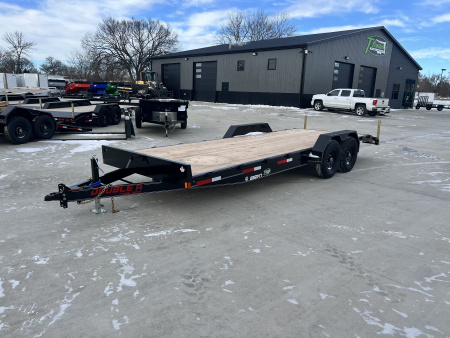 New NEW 2026 Double A 22’ flatbed Equipment Trailer 2-7000 lb axles=14K, dovetail, Slide In Ramps