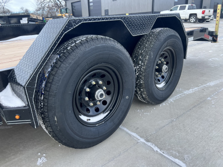 New NEW 2026 Double A 22’ flatbed Equipment Trailer 2-7000 lb axles=14K, dovetail, Slide In Ramps