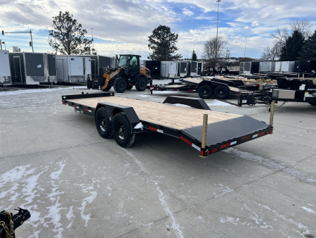 New NEW 2026 Double A 22’ flatbed Equipment Trailer 2-7000 lb axles=14K, dovetail, Slide In Ramps