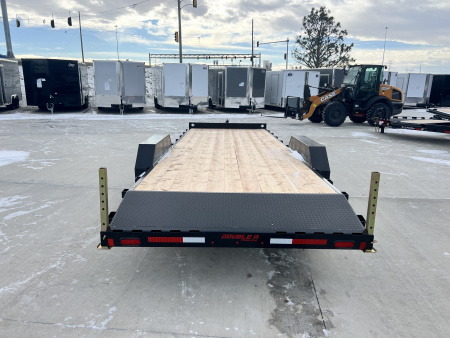 New NEW 2026 Double A 22’ flatbed Equipment Trailer 2-7000 lb axles=14K, dovetail, Slide In Ramps