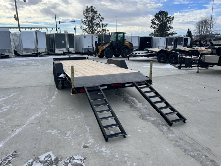 New NEW 2026 Double A 22’ flatbed Equipment Trailer 2-7000 lb axles=14K, dovetail, Slide In Ramps