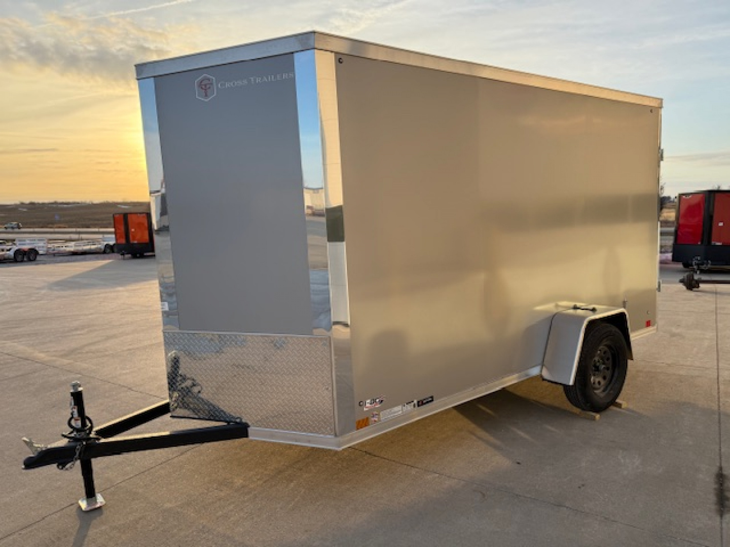 New 2026 Cross Silver 6'x12' 3k Alpha Flat Top V-Nose Enclosed Cargo Trailer