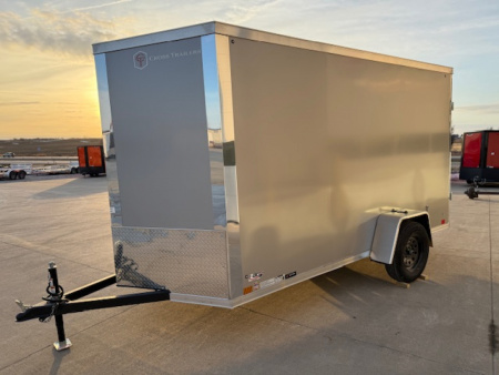 New 2026 Cross Silver 6'x12' 3k Alpha Flat Top V-Nose Enclosed Cargo Trailer