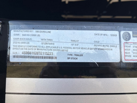 New 2026 S & S Dura Line STK6X16BP Stock / Stock Combo Trailer