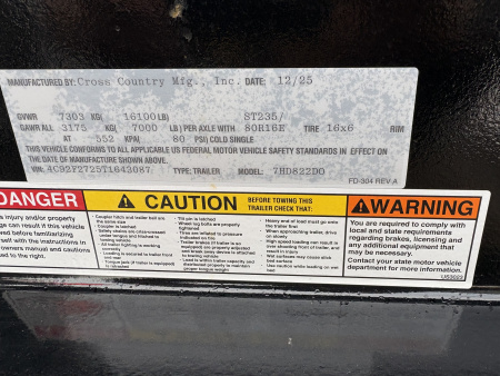 New 2026 Cross Country Manufacturing 22' 16K Deckover Trailer