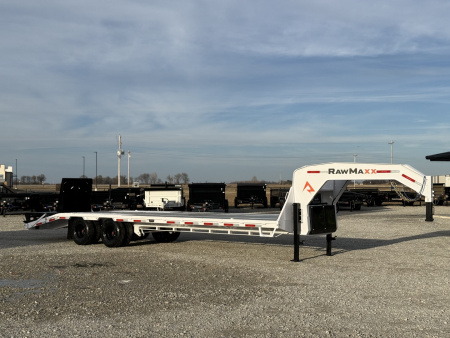 New 2026 RawMaxx FDX 102X30 12K HYD. DISC BRAKE/ MAXX RAMPS/ 14PLY TIRES 24K GVWR GOOSENECK Flatbed Trailer