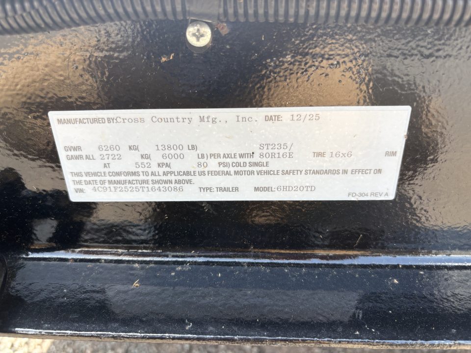 New 2026 Cross Country Manufacturing 20' 14K Tilt Equipment Trailer
