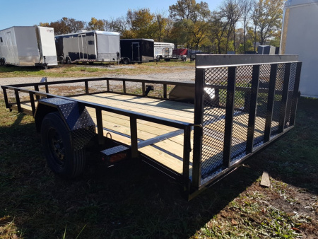New 2026 MEB 77x12 Angle Frame Utility Trailer w Dovetail and Gate