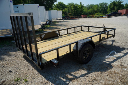 New 2026 MEB 77x12 Angle Frame Utility Trailer w/Gate