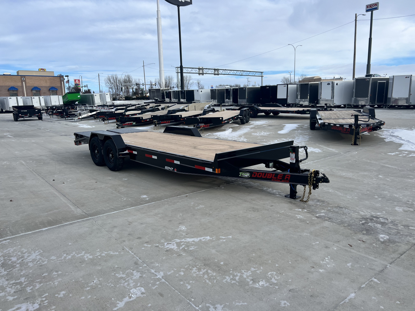 New NEW 2026 Double A 22’ flatbed Equipment Trailer 2-7000 lb axles=14K, dovetail, MONSTER Ramps