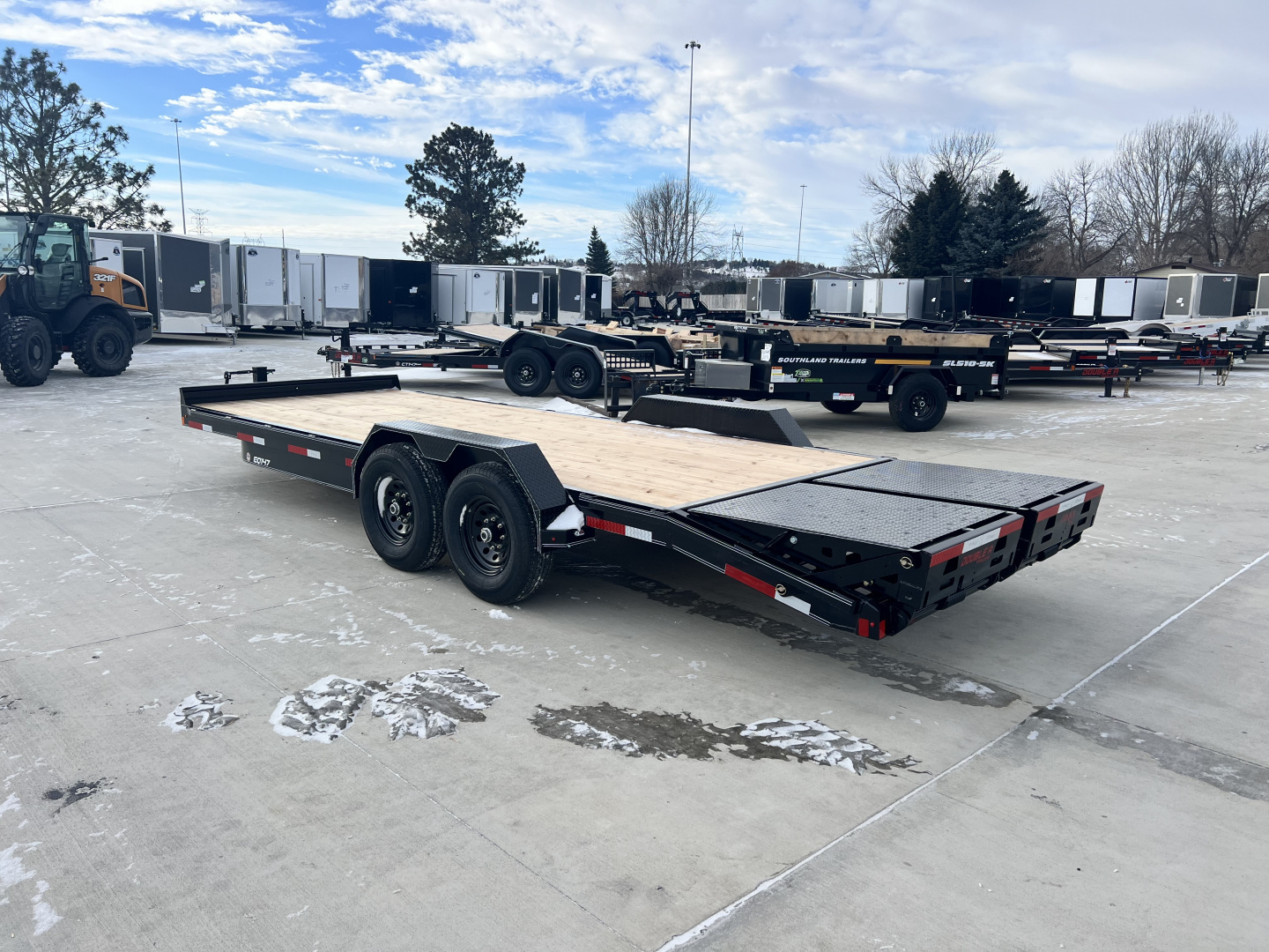 New NEW 2026 Double A 22’ flatbed Equipment Trailer 2-7000 lb axles=14K, dovetail, MONSTER Ramps