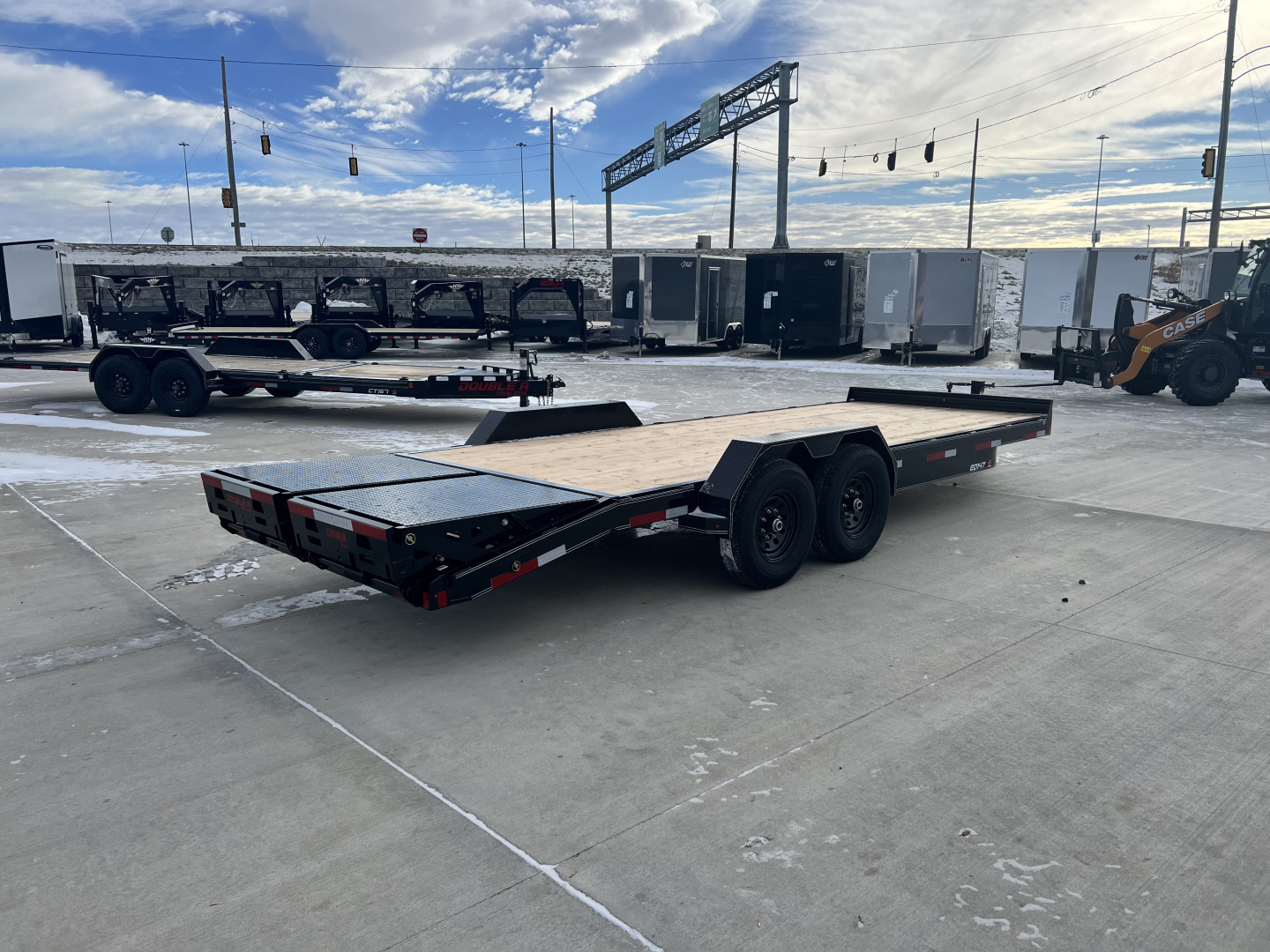 New NEW 2026 Double A 22’ flatbed Equipment Trailer 2-7000 lb axles=14K, dovetail, MONSTER Ramps