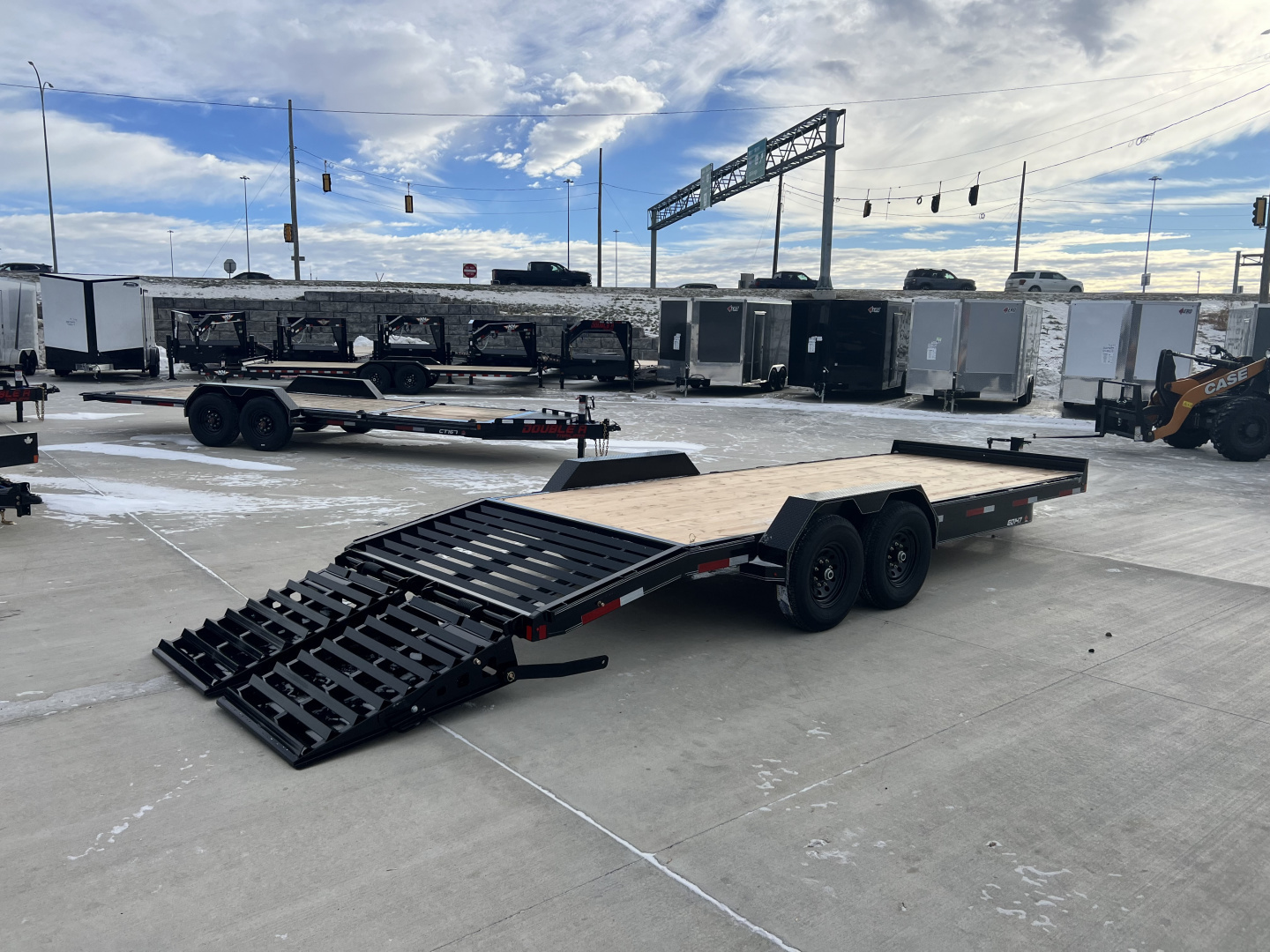 New NEW 2026 Double A 22’ flatbed Equipment Trailer 2-7000 lb axles=14K, dovetail, MONSTER Ramps