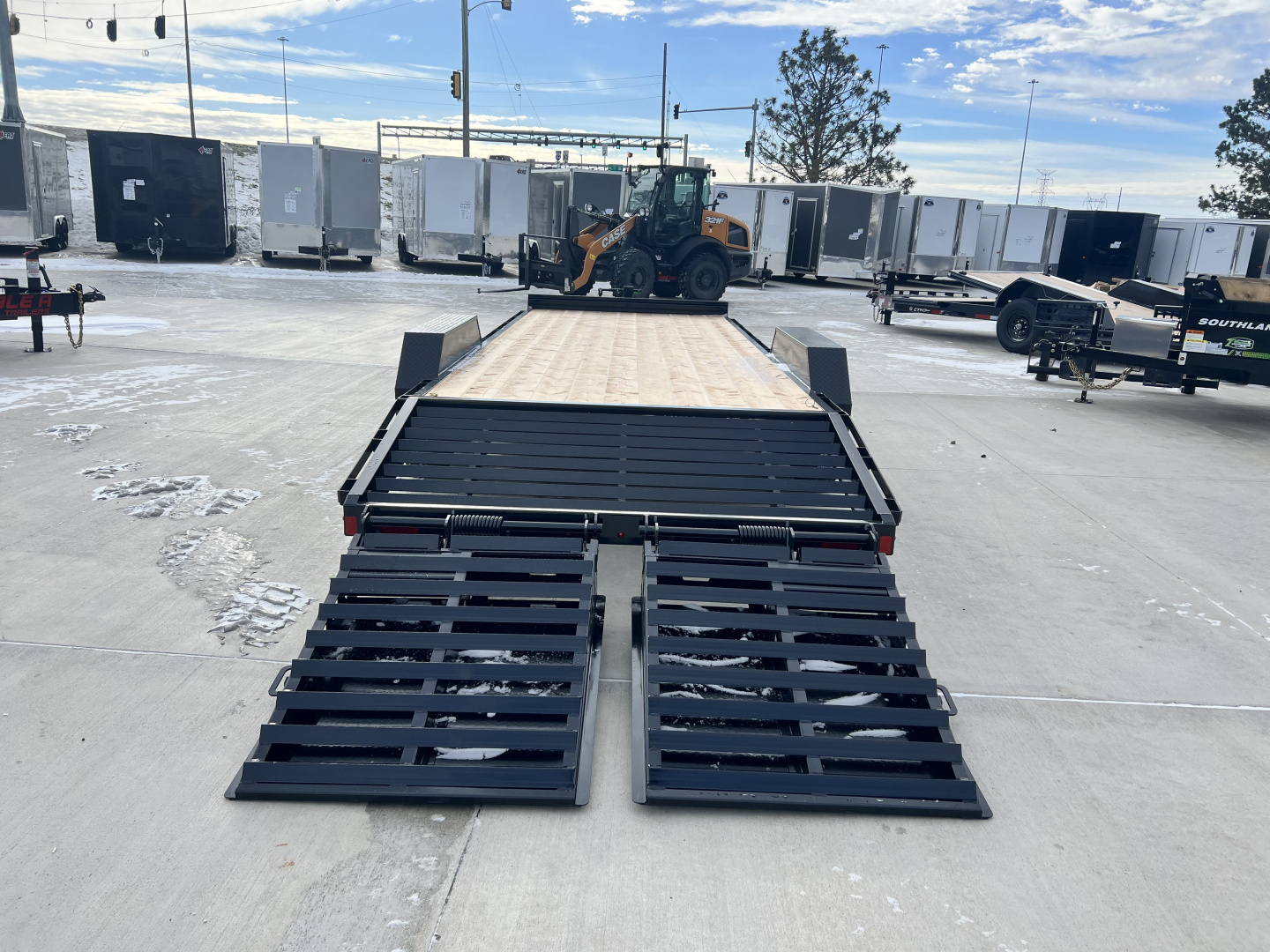 New NEW 2026 Double A 22’ flatbed Equipment Trailer 2-7000 lb axles=14K, dovetail, MONSTER Ramps