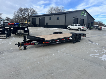 New NEW 2026 Double A 22’ flatbed Equipment Trailer 2-7000 lb axles=14K, dovetail, MONSTER Ramps