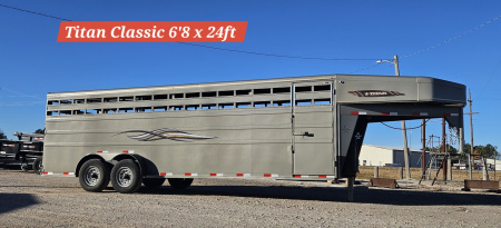New 2026 Titan Trailer Classic 6'8 x 24' Stock Trailer