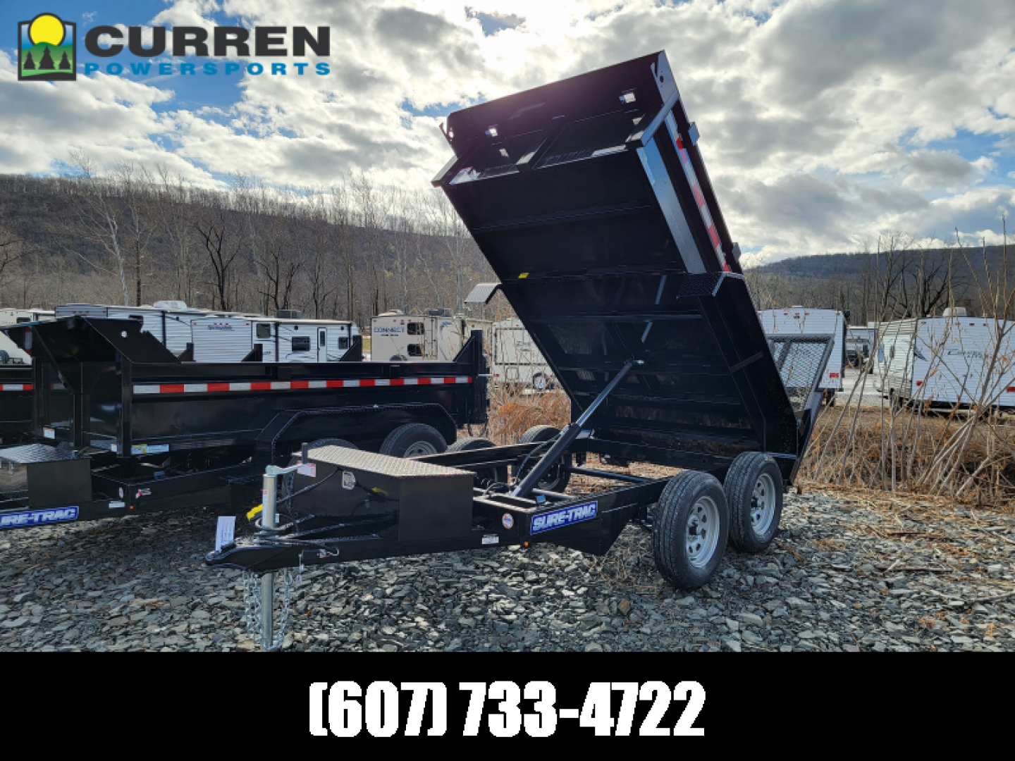 New 2024 Sure-Trac 5x10 7K Low Profile Homeowner Dump Trailer- Landscape and Dump Gate- Spare Tire Carrier- Single Ram Lift- Integrated Tarp Mount