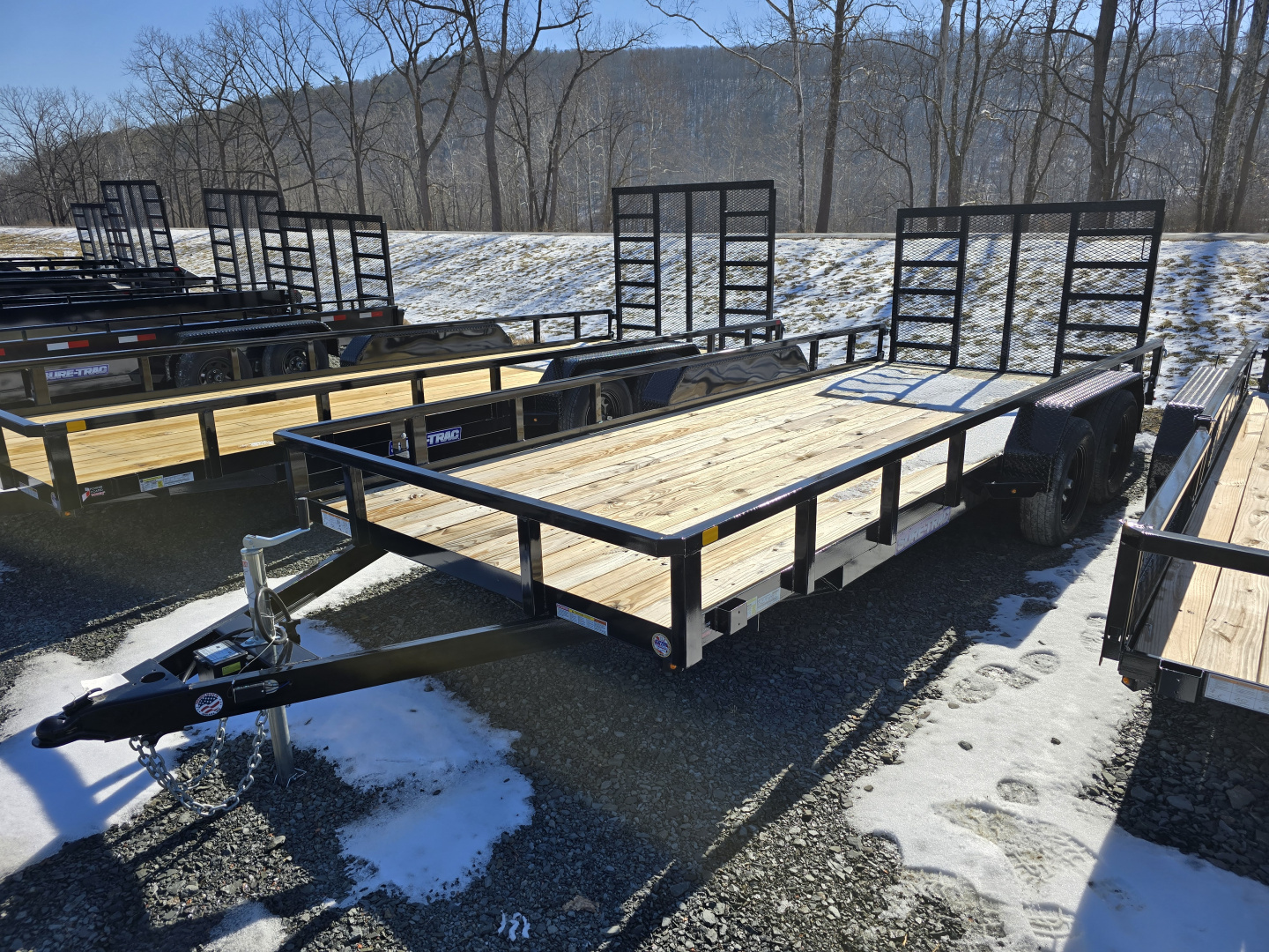 New 2025 Sure-Trac 7x18 7K Tube Top Utility Trailer- Fold Flat Reinforce Ladder Gate- Self Retaining Gate Pins- Spare Tire Carrier- LED Lighting
