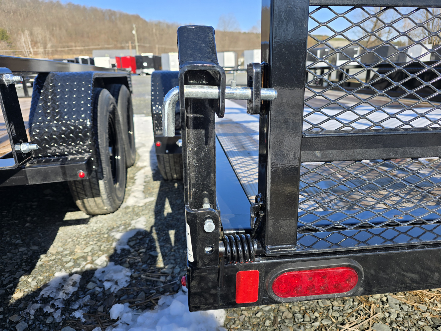 New 2025 Sure-Trac 7x18 7K Tube Top Utility Trailer- Fold Flat Reinforce Ladder Gate- Self Retaining Gate Pins- Spare Tire Carrier- LED Lighting