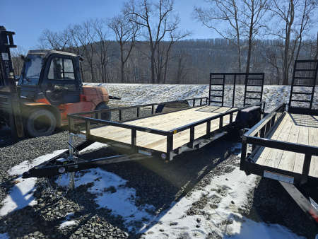 New 2025 Sure-Trac 7x20 7K Tube Top Utility Trailer- Lay Flat Reinforce Ladder Gate- Self Retaining Gate Pins- Spare Tire Carrier- LED Lighting