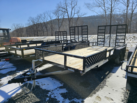 New 2025 Sure-Trac 7x18 7K ATV Tube Top Utility Trailer- Built-in Side ATV Ramps- Lay Flat Reinforced Ladder Gate- Spare Tire Carrier- LED Lighting