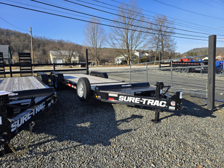New 2026 Sure-Trac 7x18+4 17.6K Tilt Equipment Trailer- HD Bulkhead with Integrated Tie Downs- Spare Tire Carrier- Toolbox with Interior Light- Hydraulic Dampener with Stop Valve