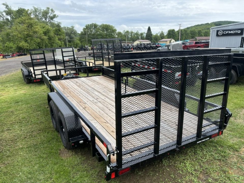New 2026 Sure-Trac 7x16 7K ATV Tube Top Utility Trailer- Fold Flat Reinforced Ladder Gate- Self Retaining Gate Pins- Spare Tire Carrier- Front Ramps Useable on Either Side- Pressure Treated Decking