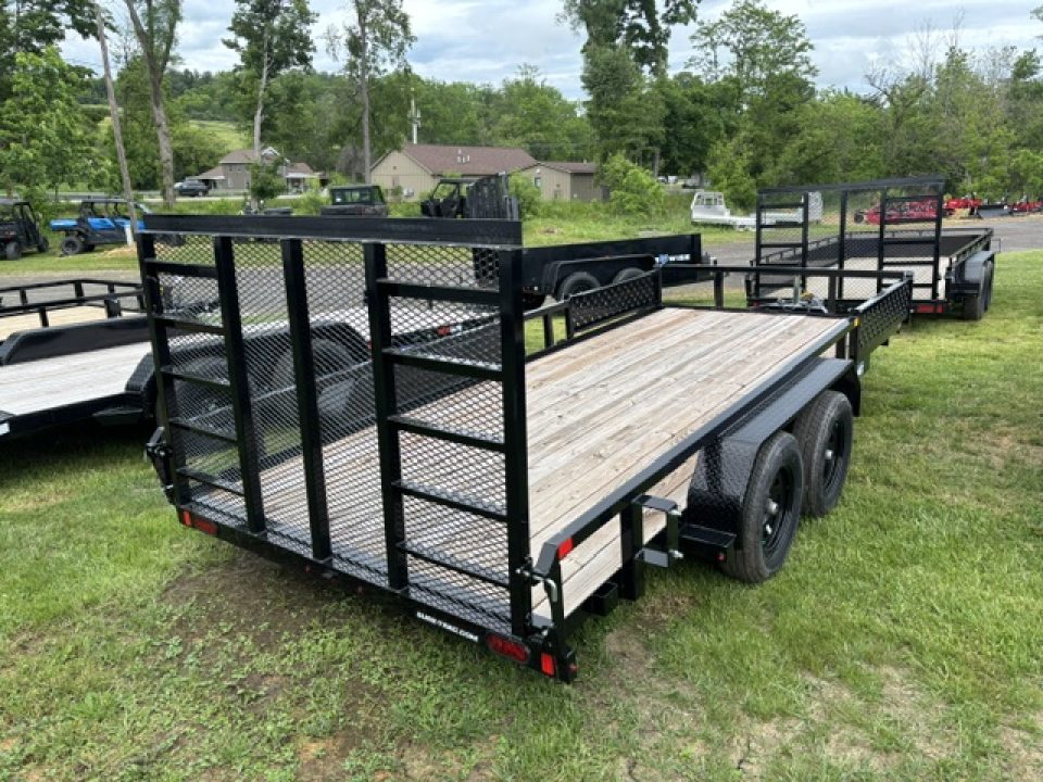 New 2026 Sure-Trac 7x16 7K ATV Tube Top Utility Trailer- Fold Flat Reinforced Ladder Gate- Self Retaining Gate Pins- Spare Tire Carrier- Front Ramps Useable on Either Side- Pressure Treated Decking