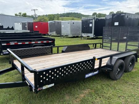 New 2026 Sure-Trac 7x16 7K ATV Tube Top Utility Trailer- Fold Flat Reinforced Ladder Gate- Self Retaining Gate Pins- Spare Tire Carrier- Front Ramps Useable on Either Side- Pressure Treated Decking