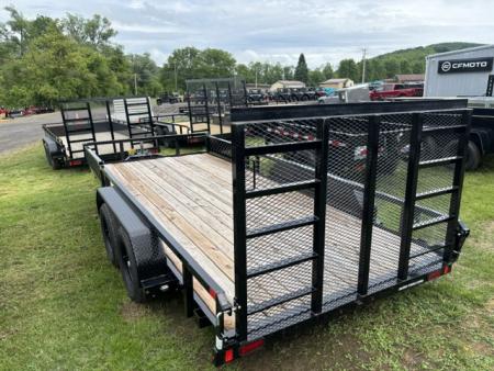 New 2026 Sure-Trac 7x16 7K ATV Tube Top Utility Trailer- Fold Flat Reinforced Ladder Gate- Self Retaining Gate Pins- Spare Tire Carrier- Front Ramps Useable on Either Side- Pressure Treated Decking