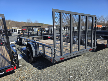 New 2026 Lamar Trailers 7x12 3K Pipe Top Utility Trailer- Lay Flat Gate- Spare Tre Carrier- LED Lights