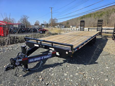 New 2026 Sure-Trac 8.5x22+4 Standard Duty Deckover- Standup Ramps with Adjustable Support Legs- HD Tube Bulkhead- 4' Beavertail- Stake Pockets with Rub Rail- Drop Leg Jack