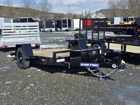 New 2026 Sure-Trac 6.5x12 7.8K Single Axle Equipment Trailer- Adjustable Coupler- Toolbox- Manual Tilt- HD Tube Bulkhead- Diamond Plate Knife Edge Tail