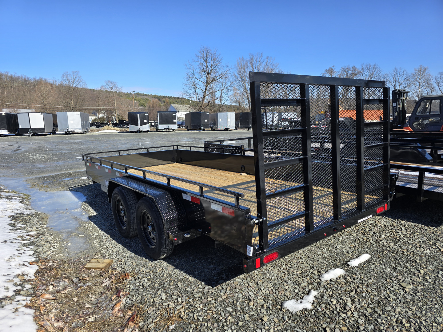 New 2026 Sure-Trac 7x16 7K Steel High Side Utility Trailer- Lay Flat Reinforced Ladder Gate- Self Retaining Gate Pins- Spare Tire Carrier- LED Lighting
