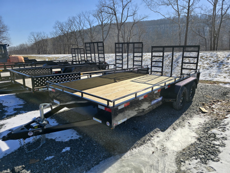 New 2026 Sure-Trac 7x16 7K Steel High Side Utility Trailer- Lay Flat Reinforced Ladder Gate- Self Retaining Gate Pins- Spare Tire Carrier- LED Lighting